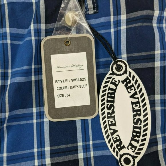 NWT $98 - American Heritage Men's Reversible Shorts - Blue Plaid & Solid - 34 - Picture 8 of 8